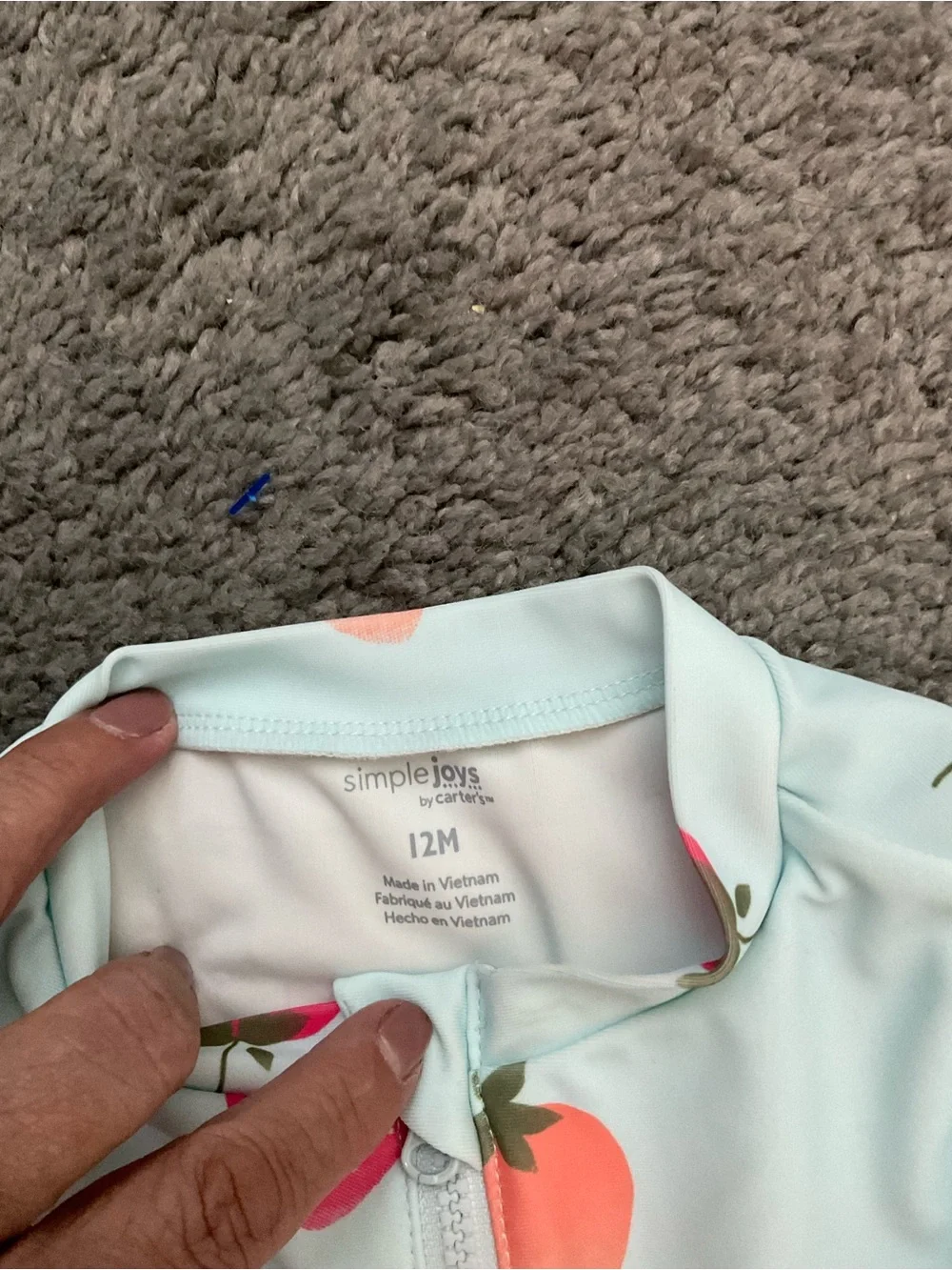 Carter's Mint Green Long-Sleeve Strawberry Rashguard One-Piece